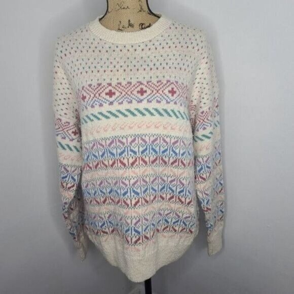 Vintage 80s Northern Isles Pastel Fair Isle Crewneck Sweater - Picture 14 of 14